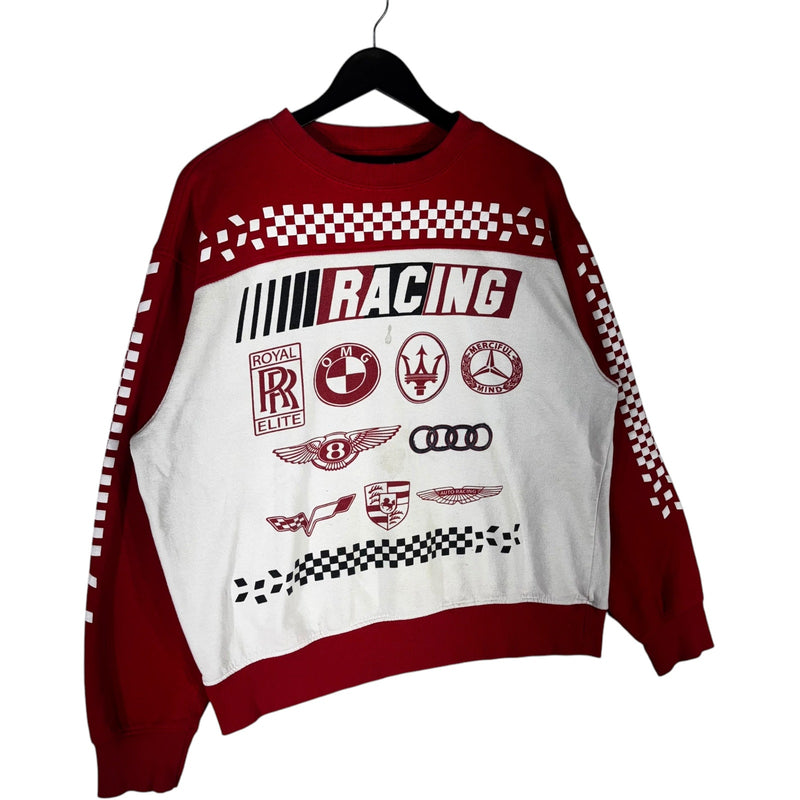 Vintage Racing Car Logos Colorblock Crewneck