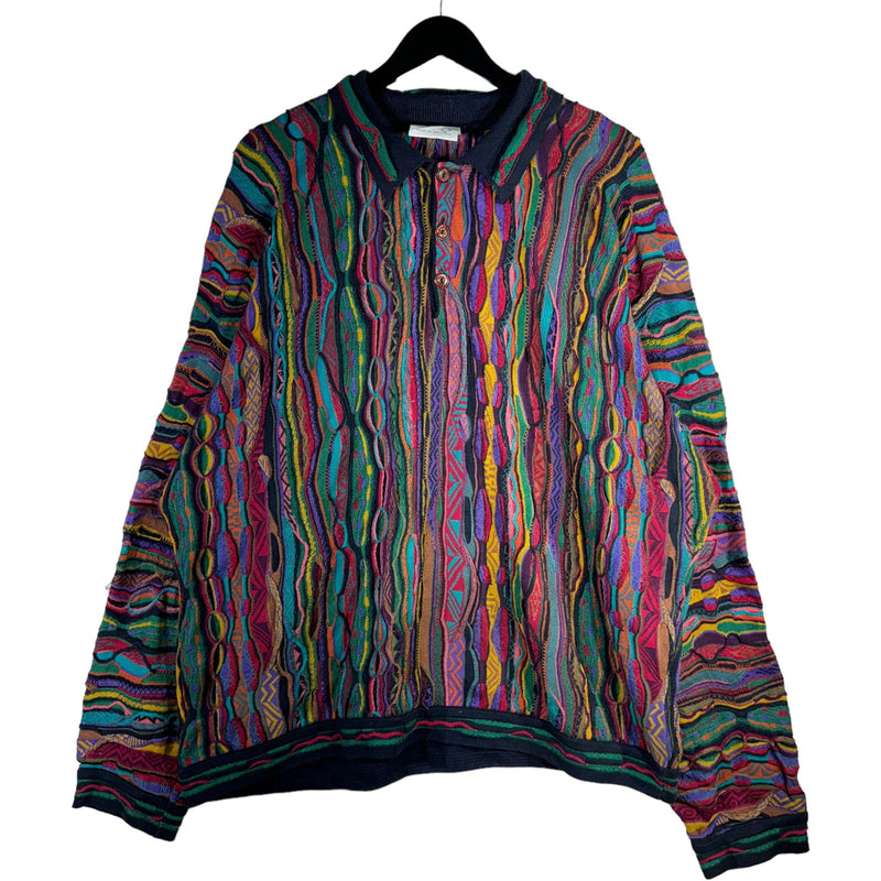 Vintage Coogi 3D Knit 1/4 Button Sweater