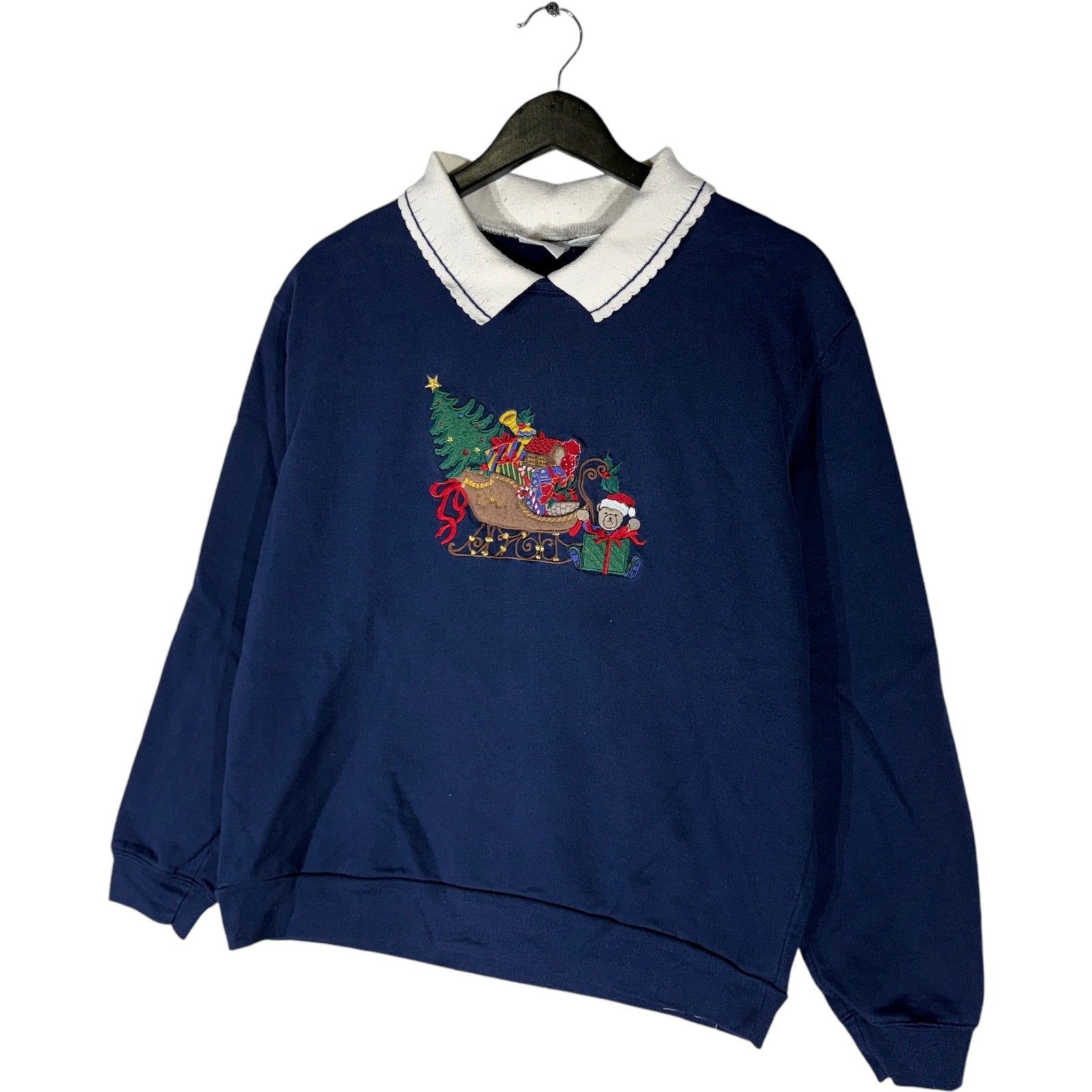 Vintage Santa's Sleigh Collared Christmas Crewneck