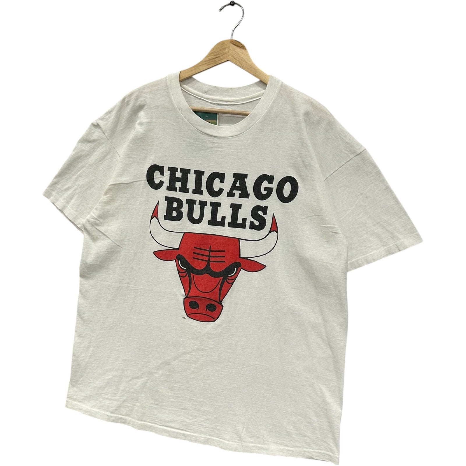 Vintage Chicago Bulls Spellout Chest Logo NBA Tee 90s