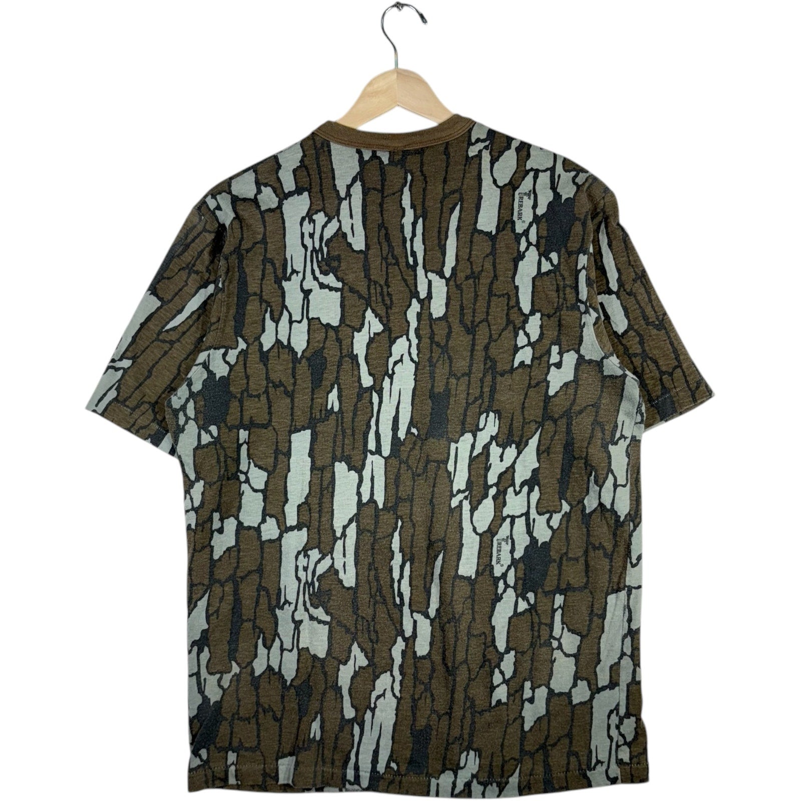 Vintage Trebark Tree Bark Camouflage Pocket Tee