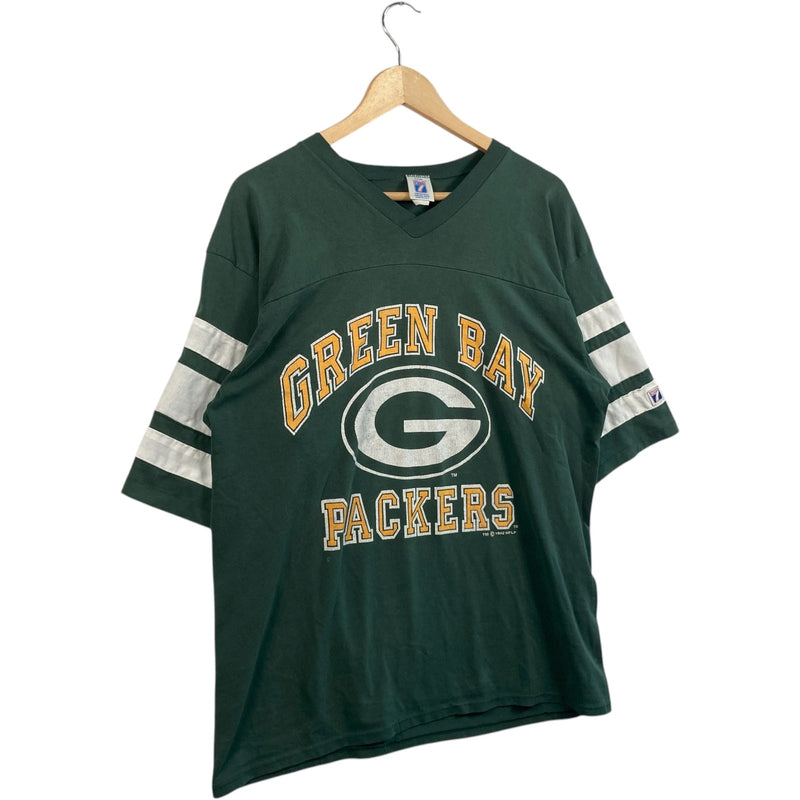 Vintage Logo 7 Green Bay Packers Spellout Football NFL Tee