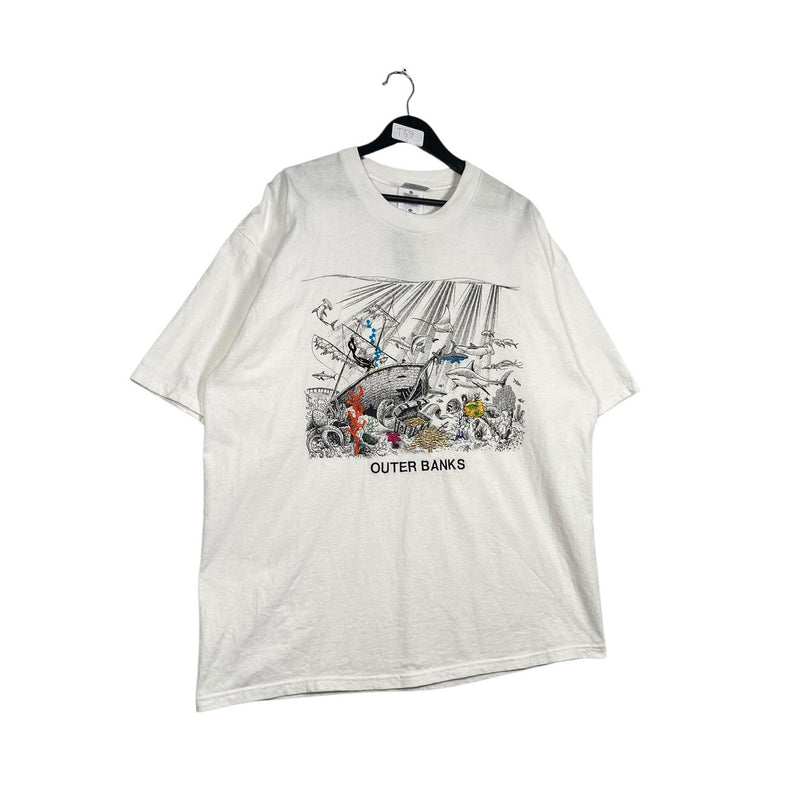 Vintage Outer Banks Sunken Ship Treasure Art T-Shirt