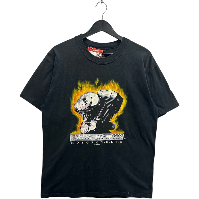 Vintage Harley Davidson Motorcycles Flaming Engine Tee
