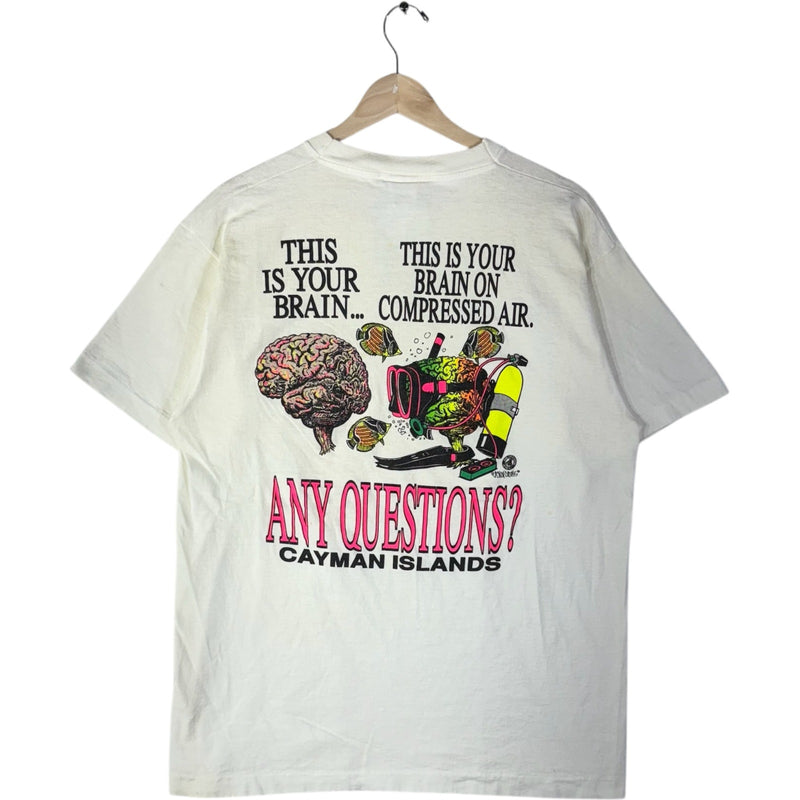 Vintage Tee Brain Waves Cayman Islands Humor Cartoon Souvenir