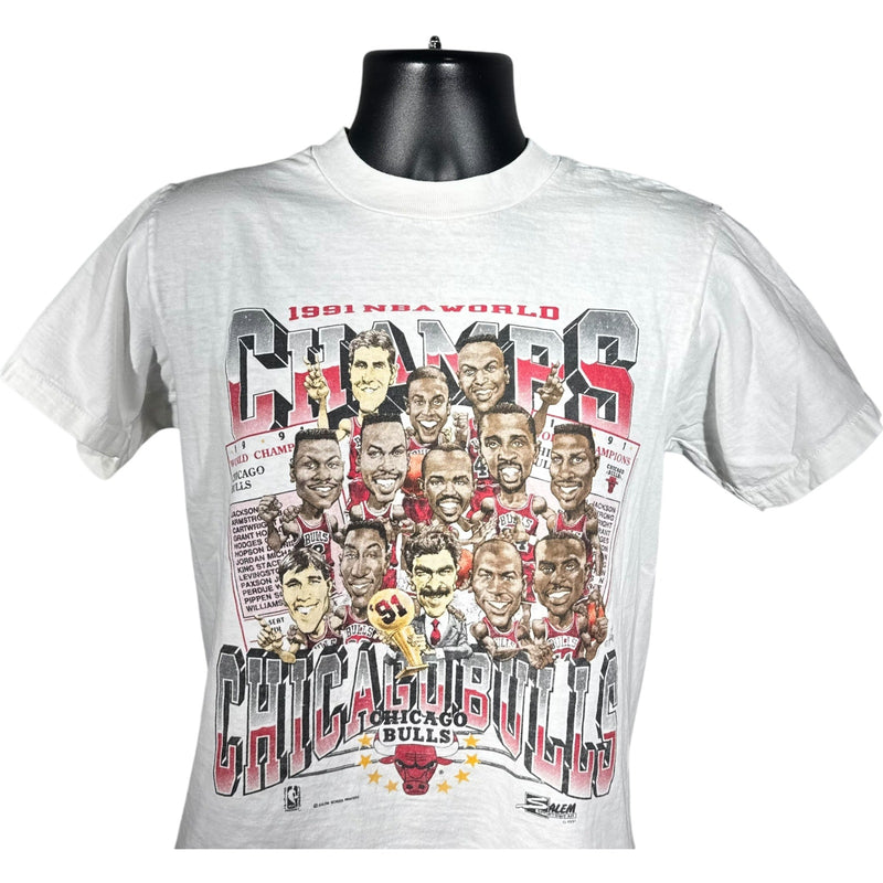 Vintage Chicago Bulls World Champs NBA Caricature Tee 1991