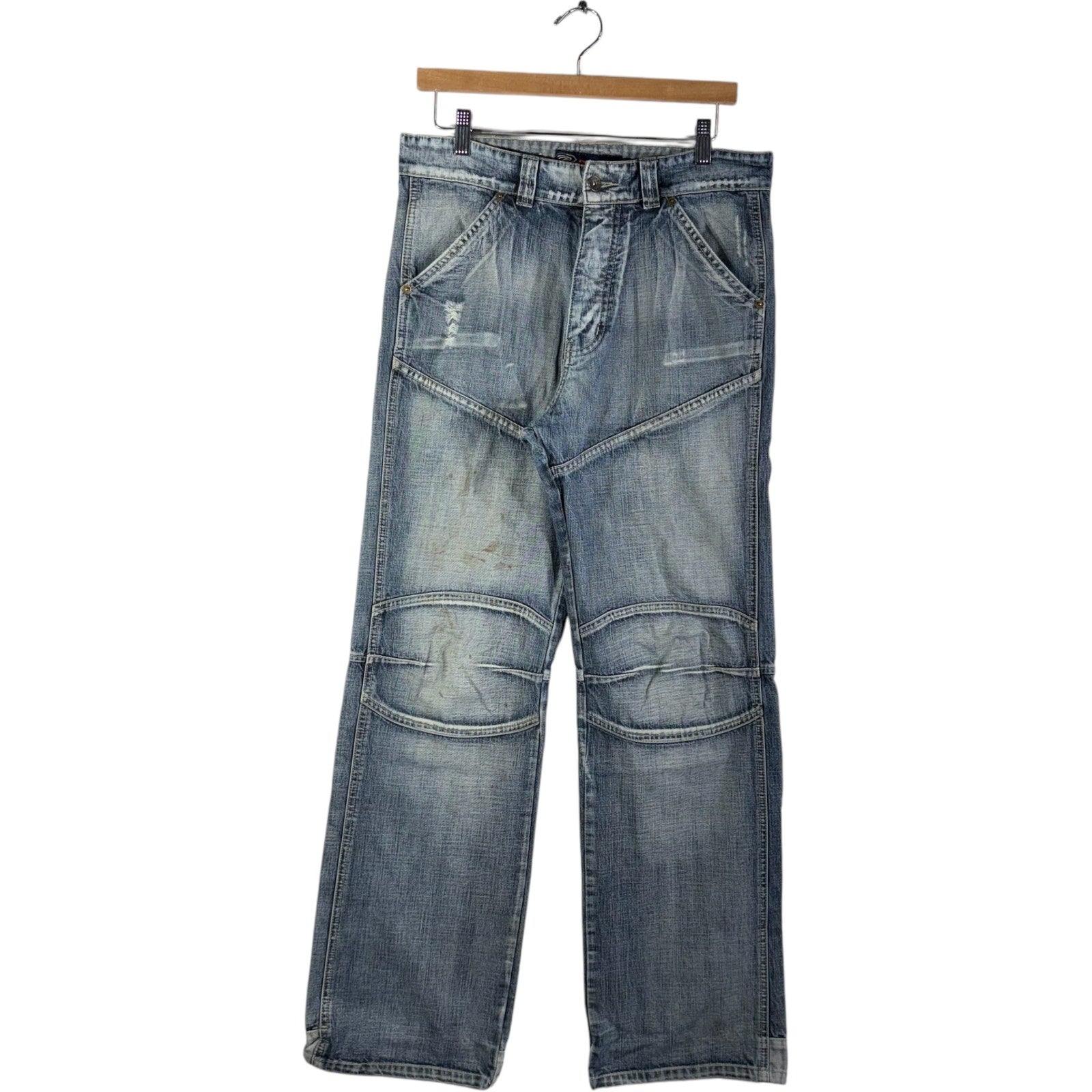 Y2K Distressed Double Knee Denim Jeans 38