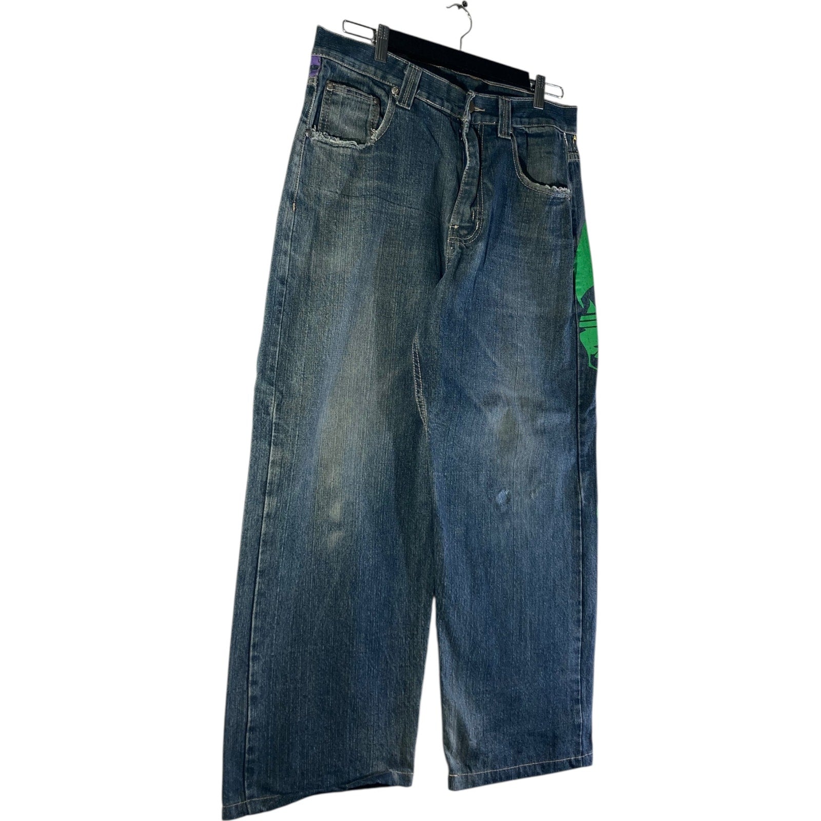 Vintage T'z Skull Baggy Wide Leg Denim Jeans 32