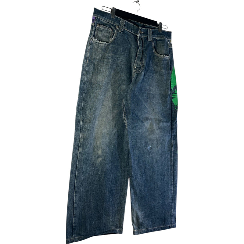 Vintage T'z Skull Baggy Wide Leg Denim Jeans 32