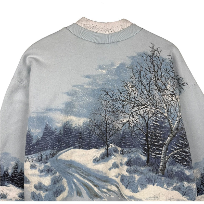 Vintage Winter Snow Scene Farmhouse Graphic Crewneck