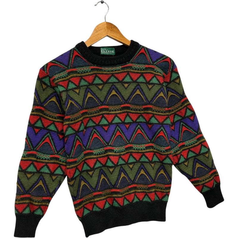 Vintage Claude Geometric Pattern Knit Pullover Sweater 90s