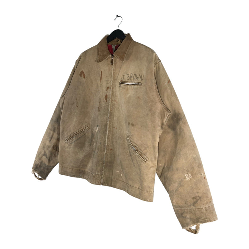 Vintage Carhartt J. Brown Distressed Full Zip Canvas Jacket