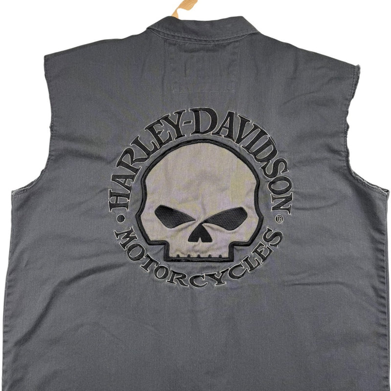 Vintage Biker Harley-Davidson Embroidered Skull Vest