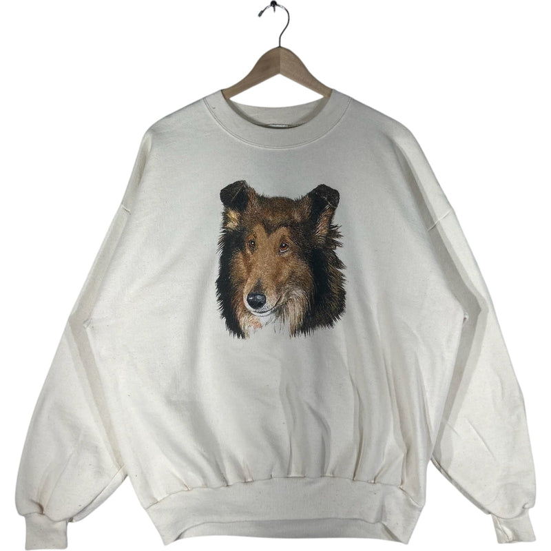 Vintage Big Face Rough Collie Dog Crewneck