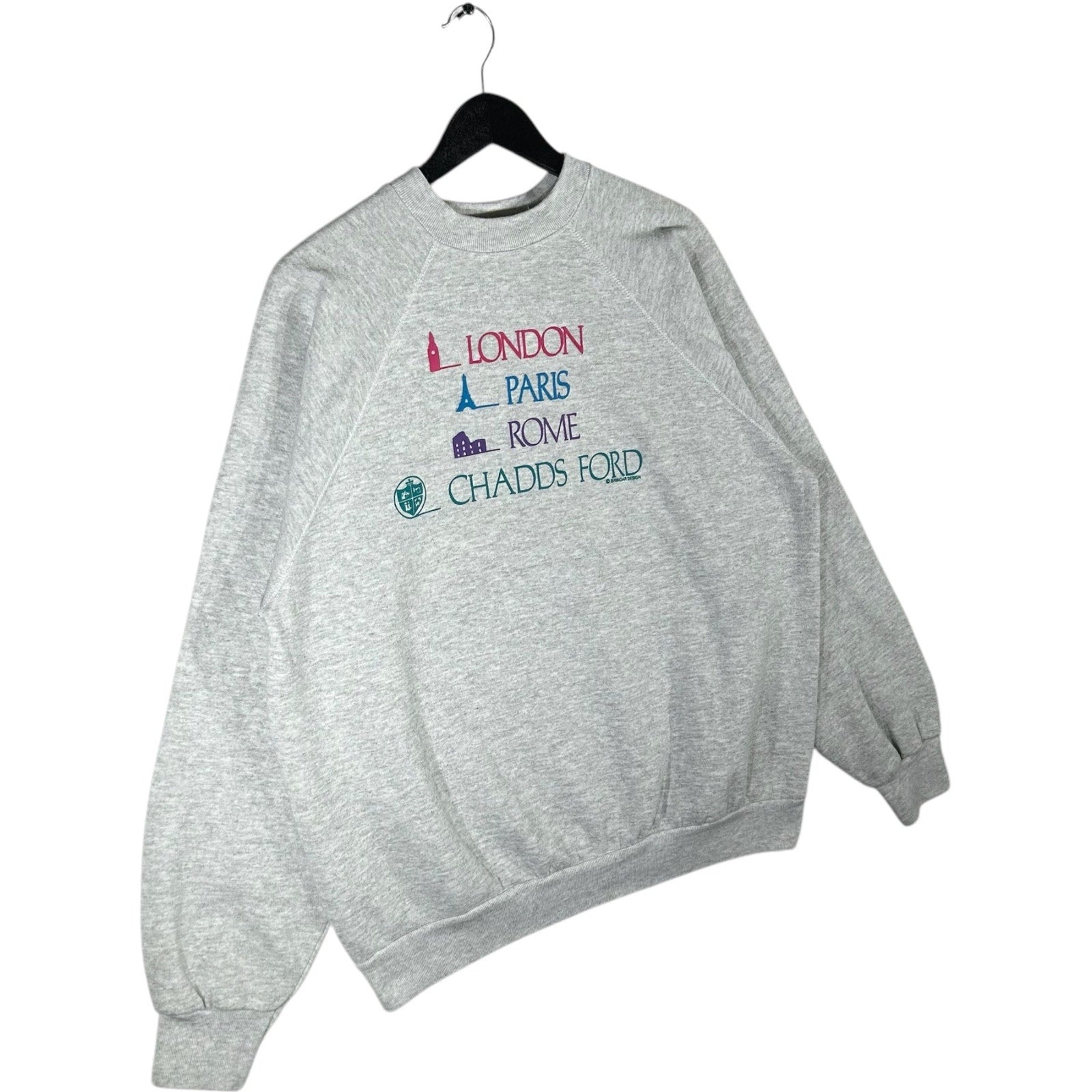 Vintage "London Paris Rome Chadds Ford" Spellout Crewneck