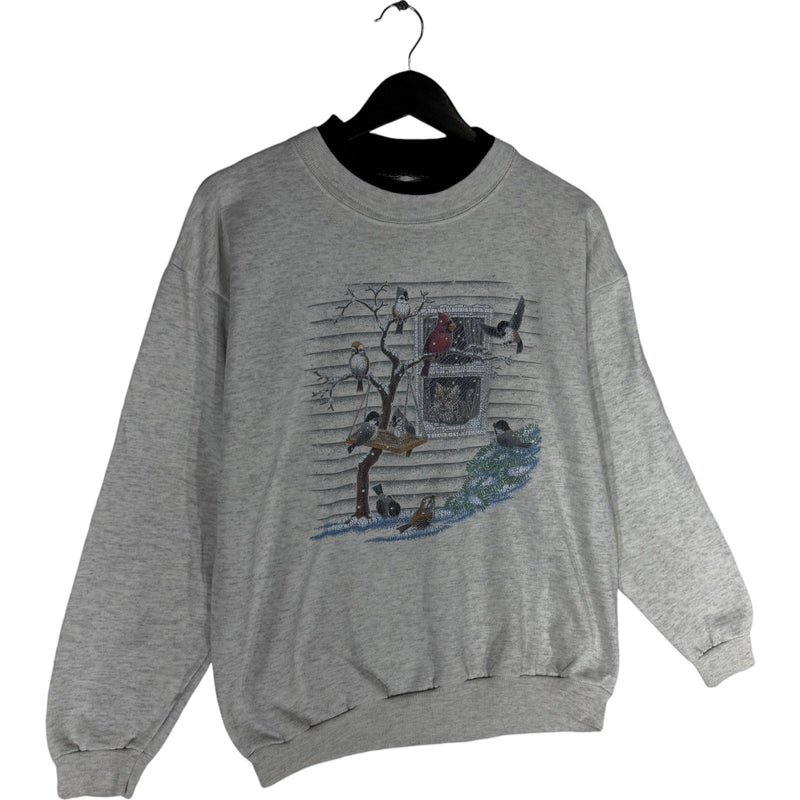 Vintage Women's Winter Birds Nature Crewneck 90s