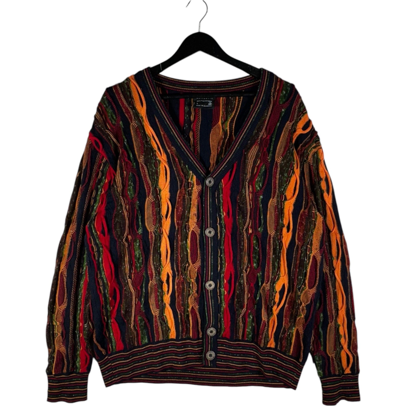 Vintage Coogi 3D Knit Wool Cardigan Sweater