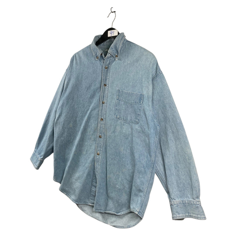 Vintage Looney Tunes Football Denim Long Sleeve Button Up