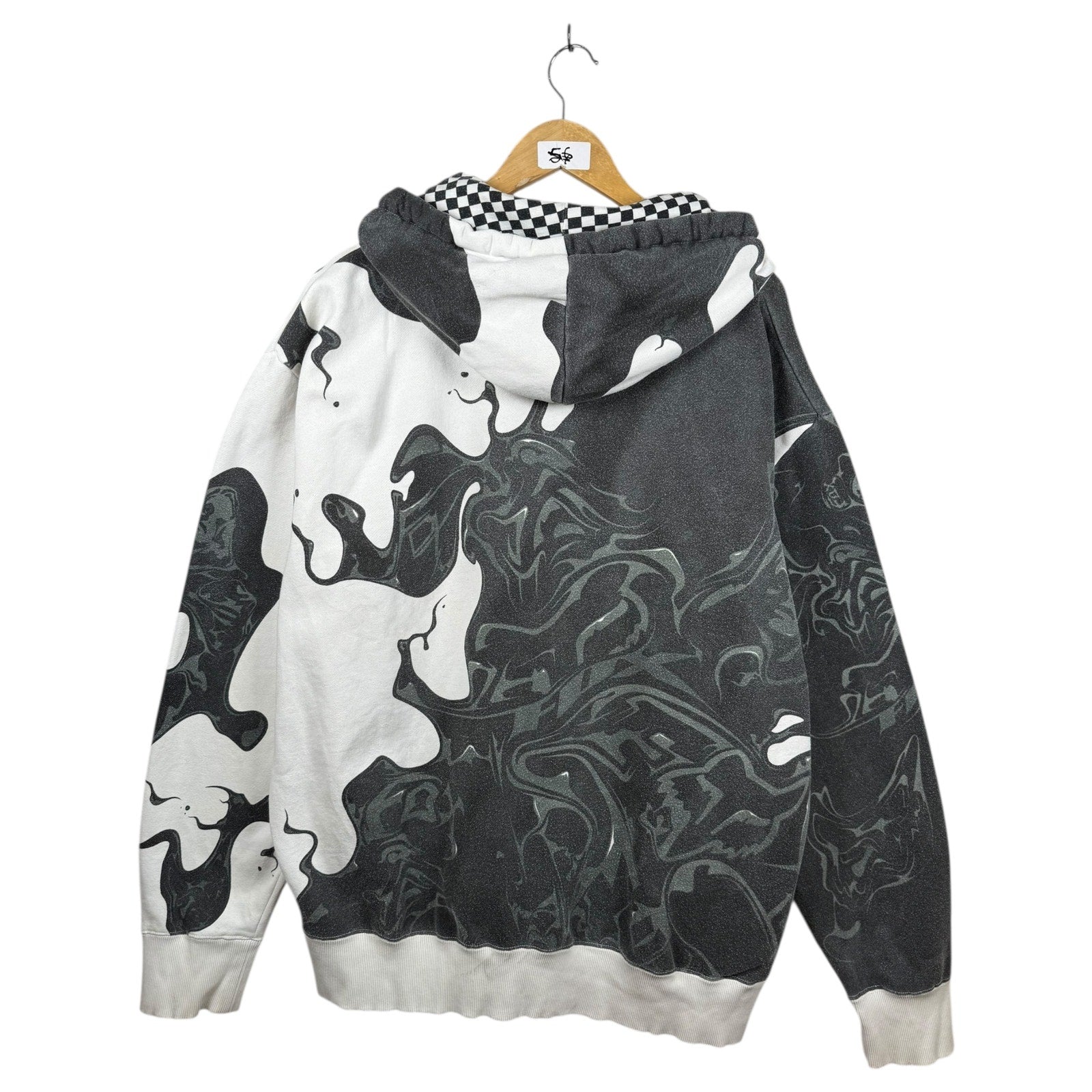 Vintage Split Abstract Graphic Full Zip Hoodie