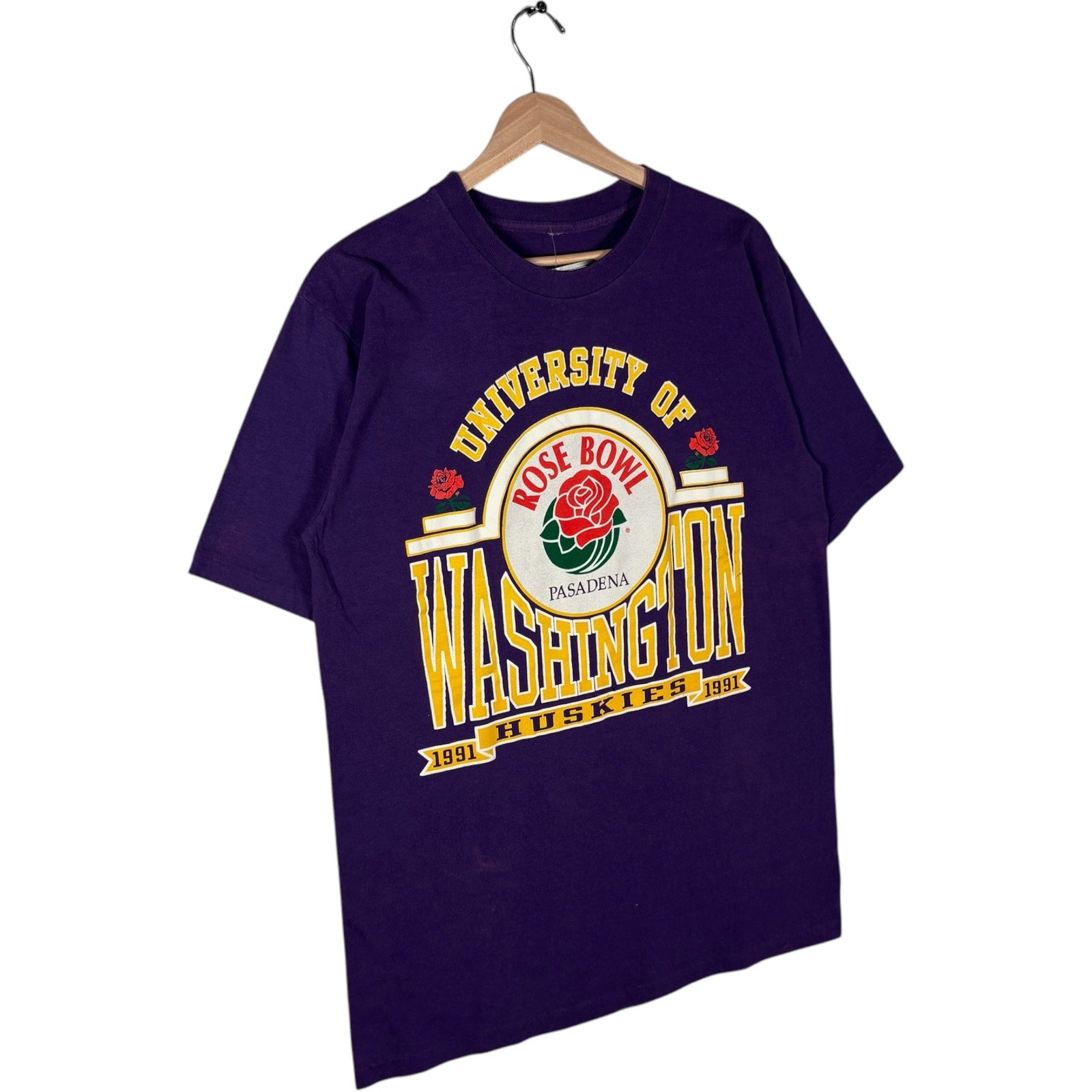 Vintage University Of Washington Huskies Rose Bowl Tee 1991