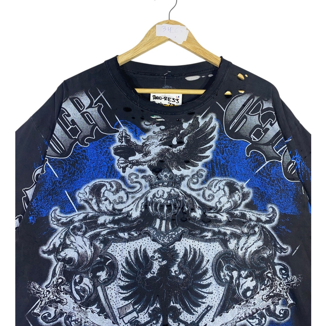 Vintage Distressed Gothic Crest Graphic T-Shirt