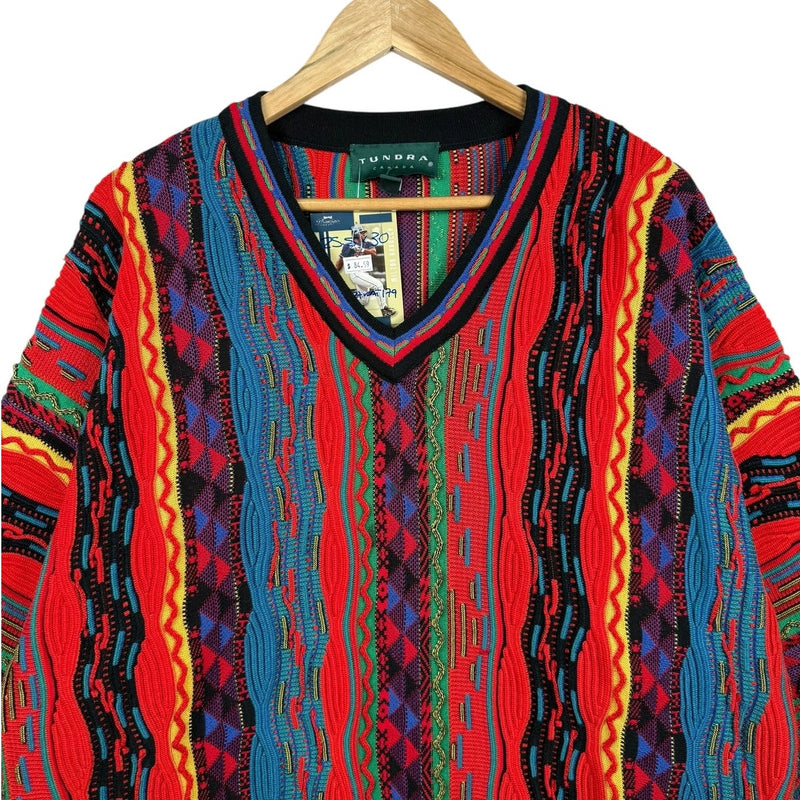 Vintage Tundra Coogi Style Knit V-Neck Sweatshirt