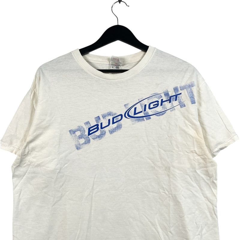 Vintage. Bud Light Chest Spellout Beer Promo Tee