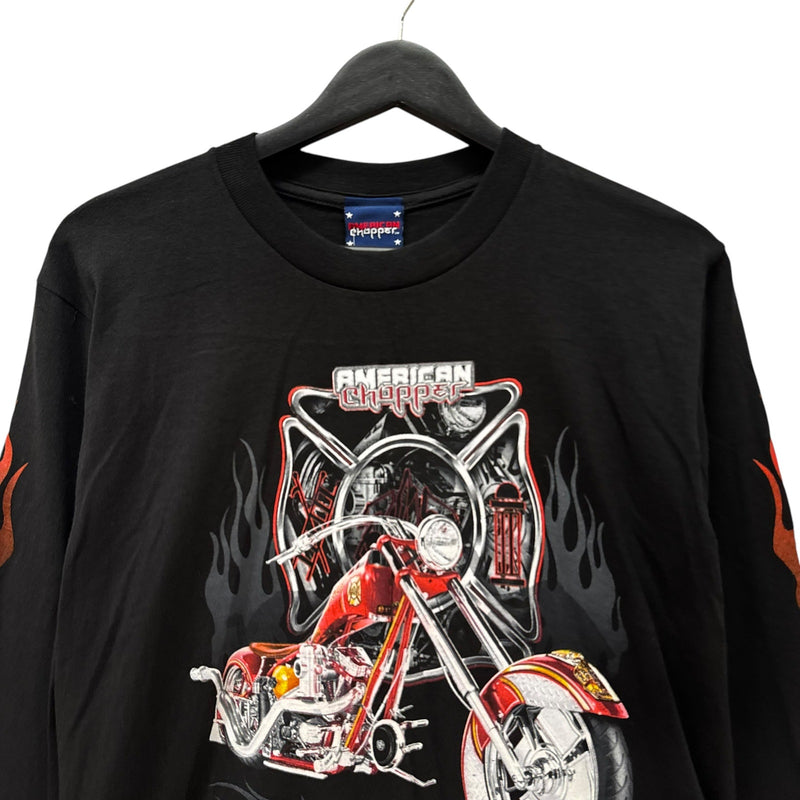 Vintage American Chopper Flaming Motorcycle Long Sleeve