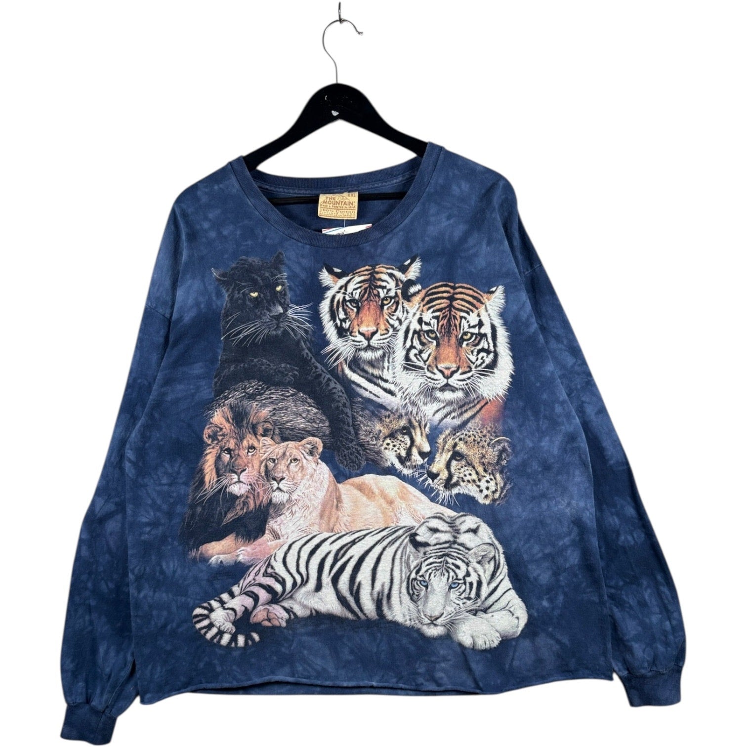 Vintage Tie Dye Wild Animals Print Long Sleeve