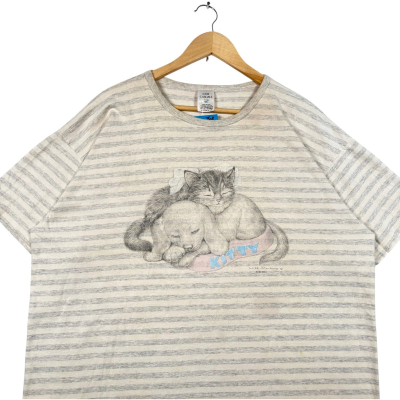 Vintage Kitty And Dog Sleeping Tee