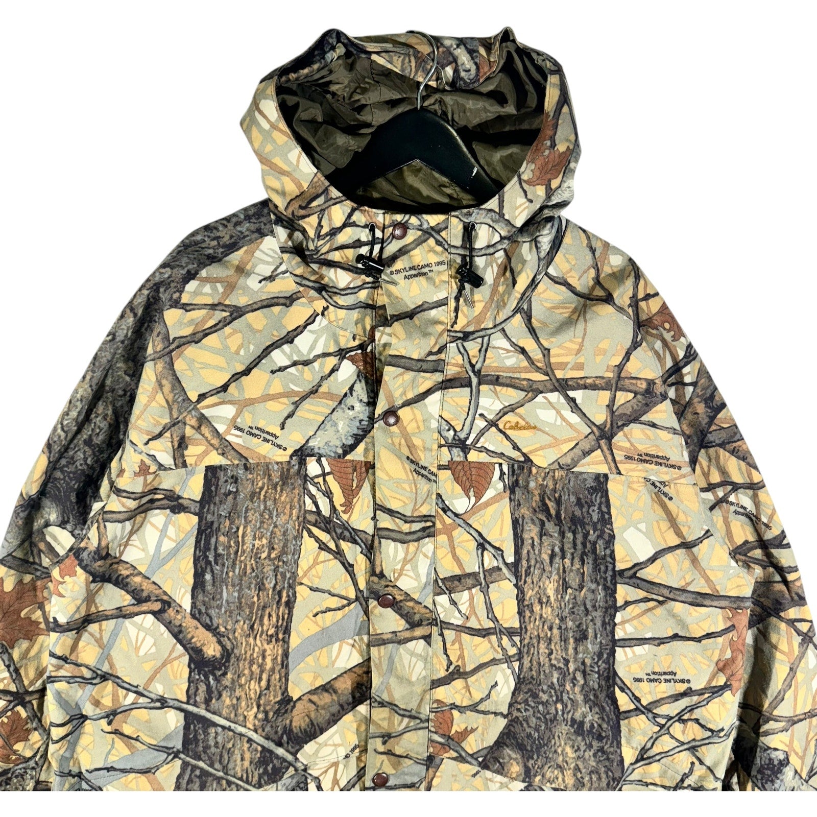 Vintage Cabelas Tree Camo Hooded Light Jacket