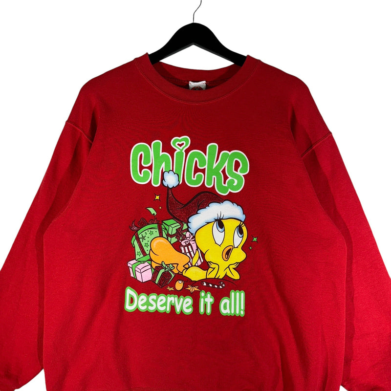 Vintage "Chicks Deserve It All" Tweety Bird Christmas Crewneck