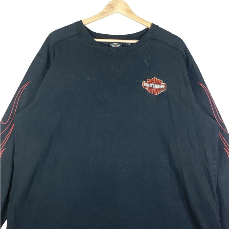 Vintage Harley Davidson Flame Sleeve Graphic Long Sleeve