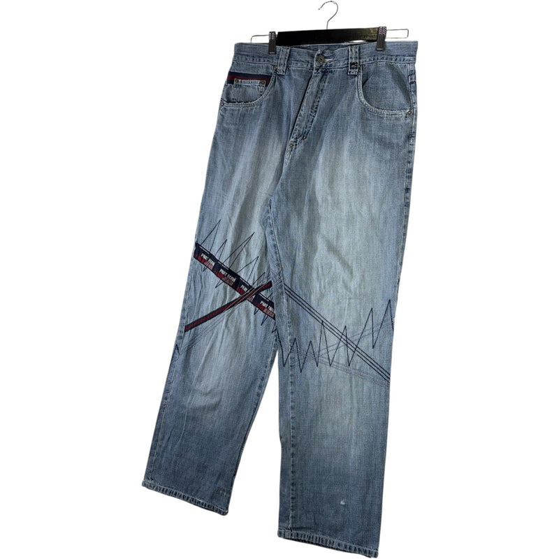 Vintage Phat Farm Embroidered Wide Leg Denim Jeans 32x33