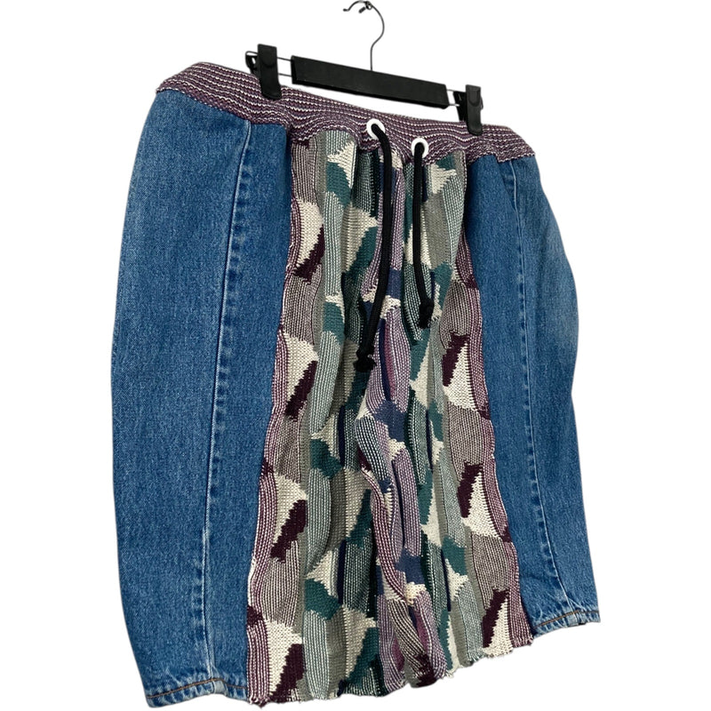 Vintage Denim Cut & Sew Knitted Patchwork Shorts 34