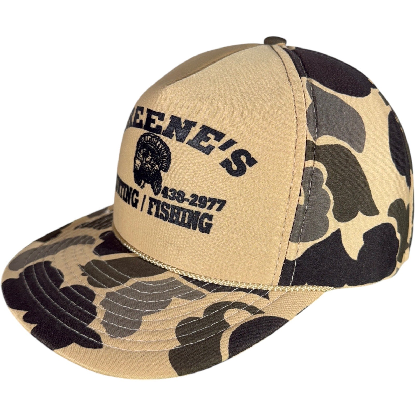 Vintage Greene's Hunting and Fishing Camo Snapback Hat