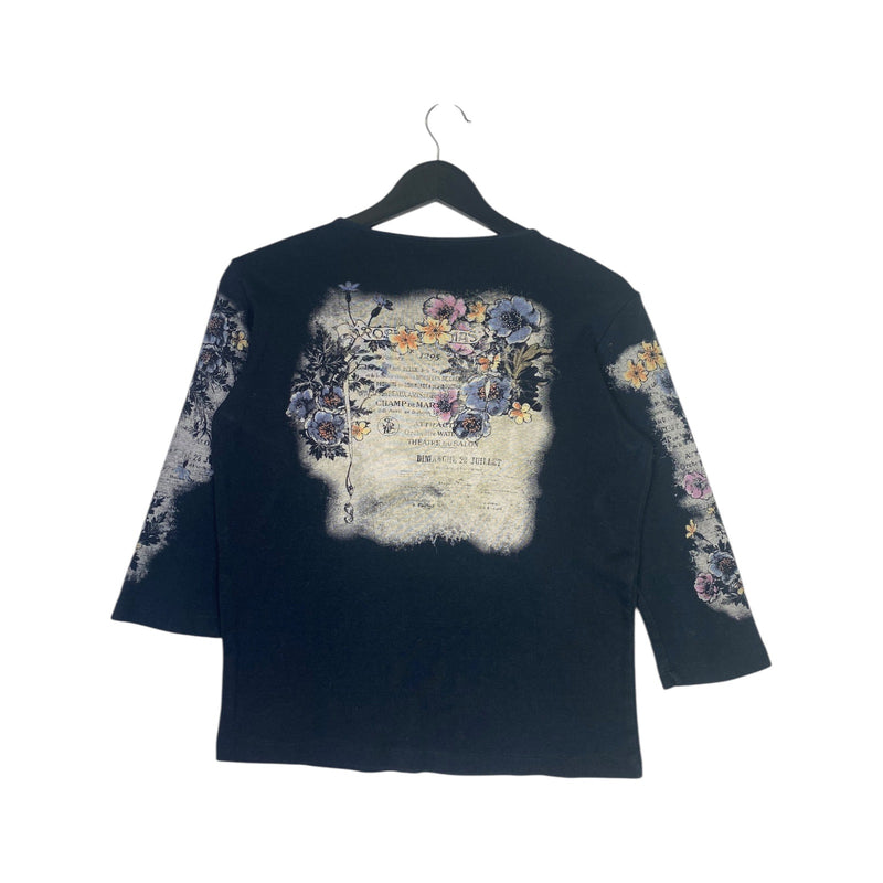 Vintage Women's Rose Thomas Floral 3/4 Sleeve