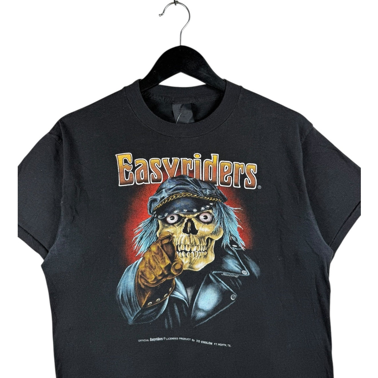 Vintage 3D Emblem Easyriders Rodeo Skull Graphic T-Shirt