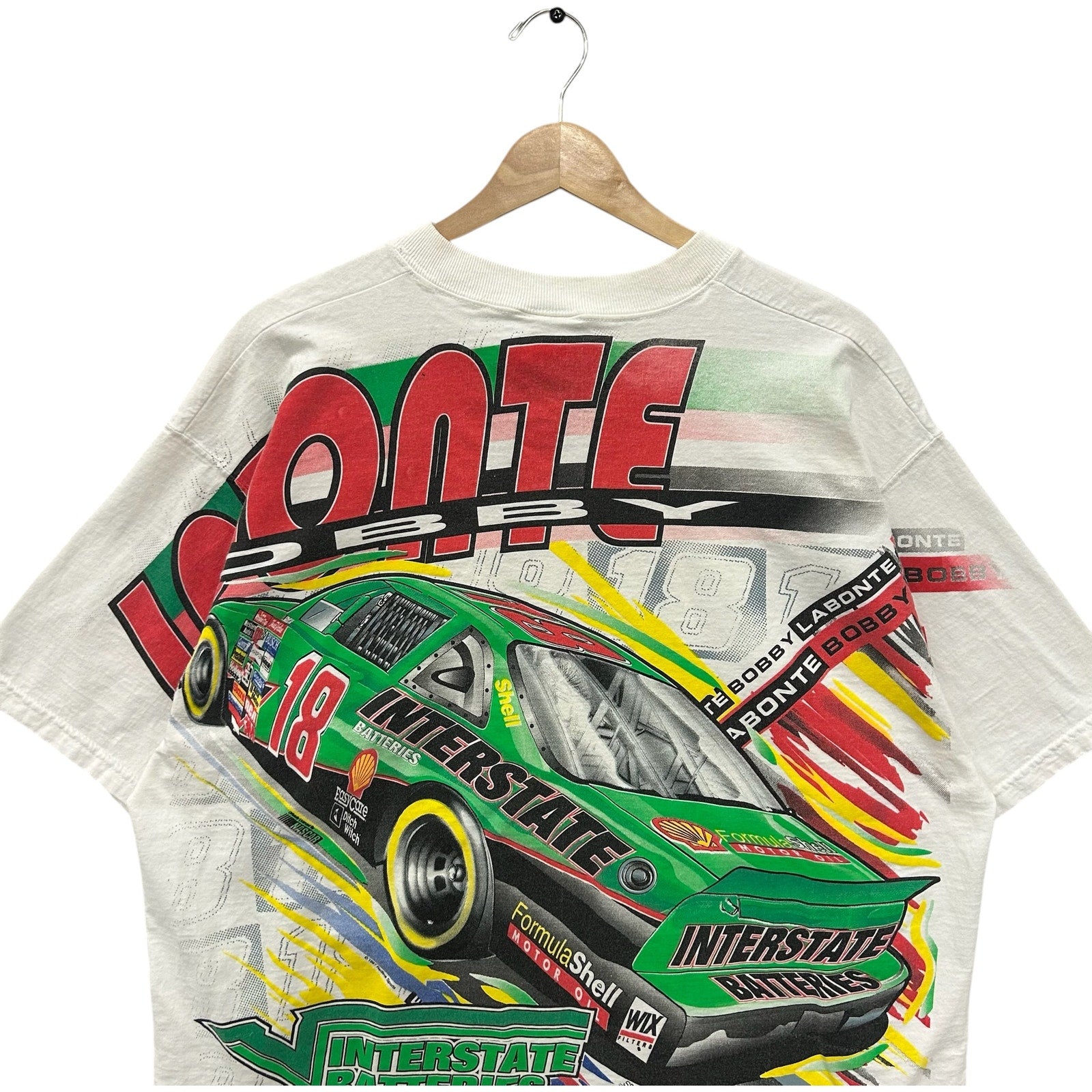 Vintage Bobby Labonte #18 Interstate Batteries AOP NASCAR Tee