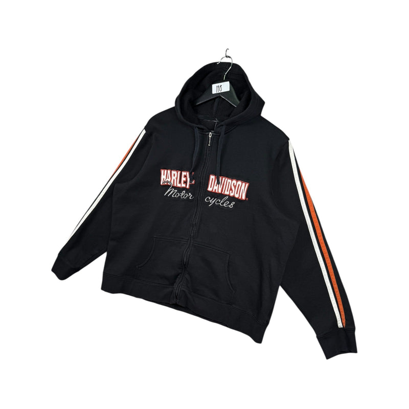 Vintage Harley Davidson Racing Stripes Zip-Up Hoodie