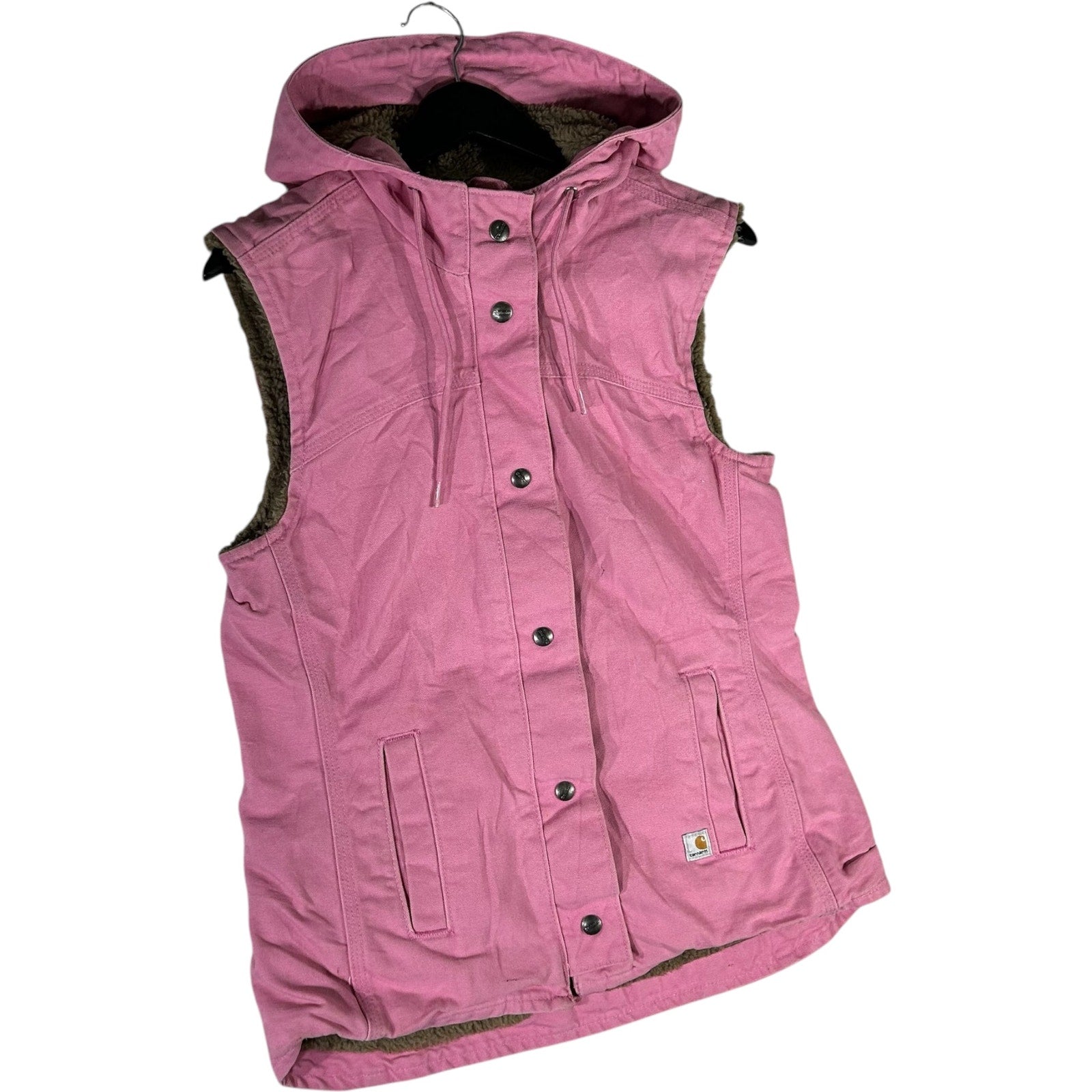 Vintage Women's Carhartt Hooded Sherpa-Lined Vest