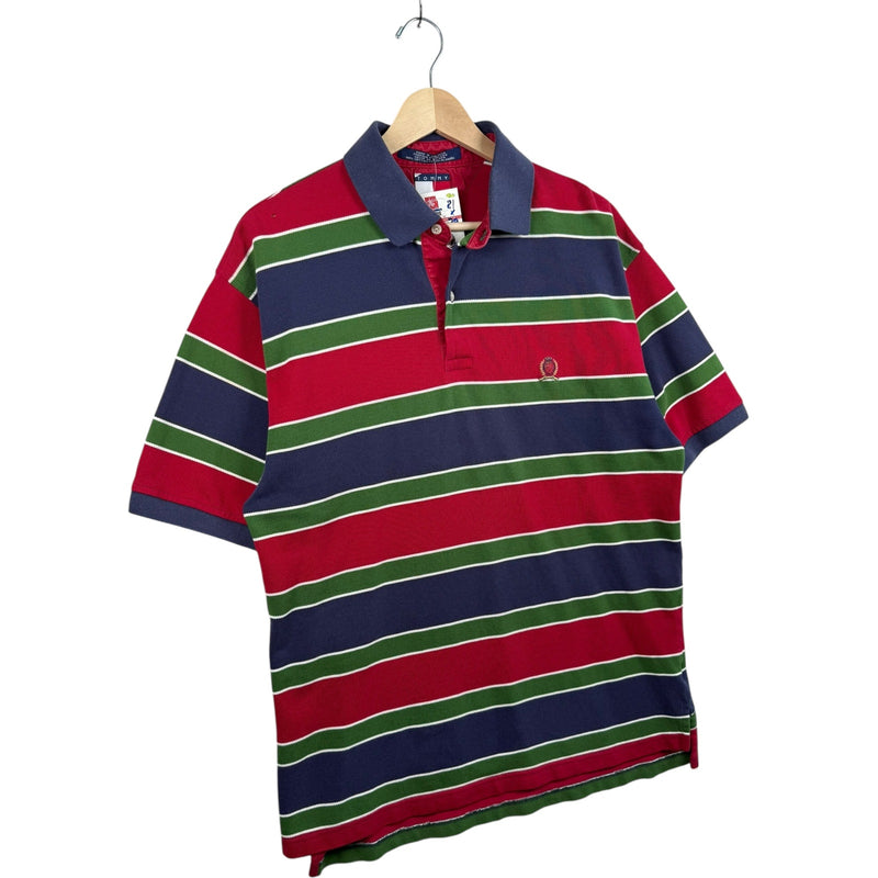 Vintage Tommy Hilfiger Striped Short Sleeve Polo Shirt