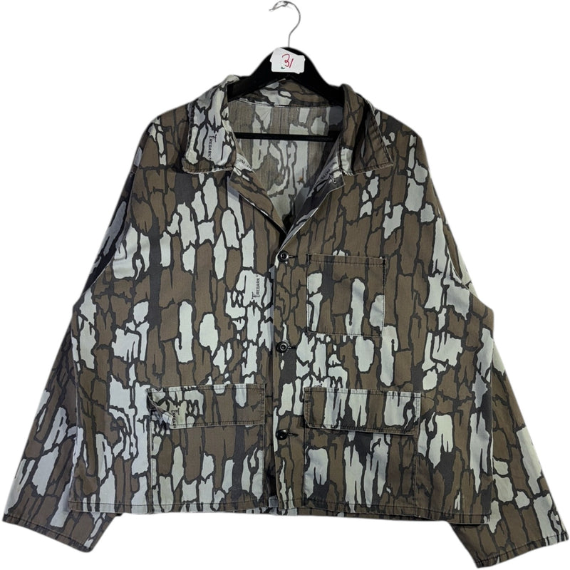 Vintage Tree Bark Camo Long Sleeve Button Up Jacket