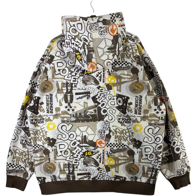 Vintage Southpole All Over Print Graffiti Full Zip Hoodie