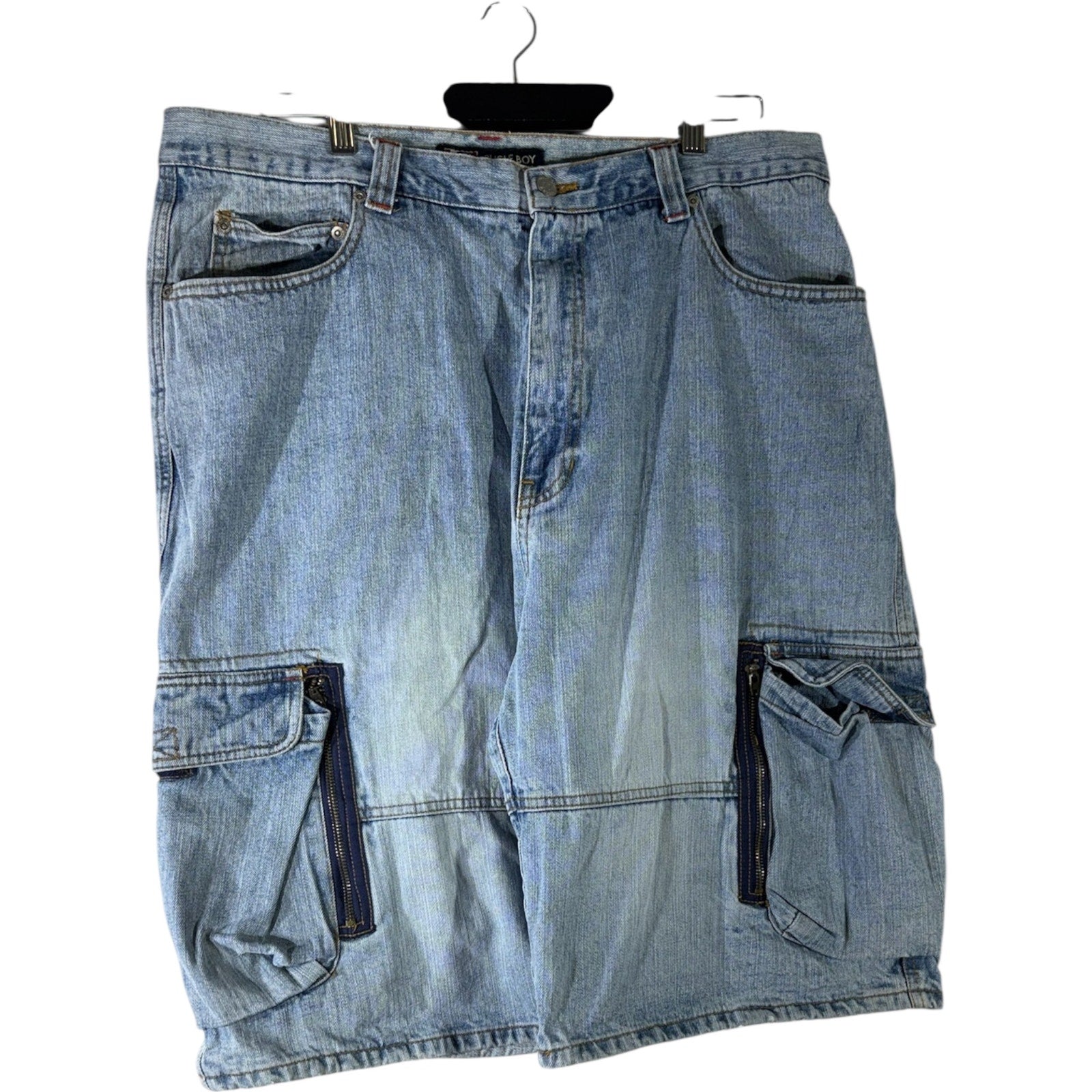 Vintage Bugle Boy Wide Leg Denim Cargo Shorts 38