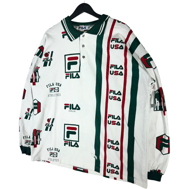 Vintage FILA USA AOP Collared Sweatshirt 90s