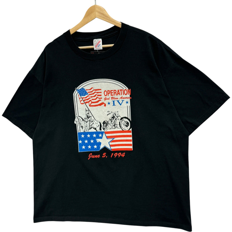 Vintage Motorcyclist Ride For Veterans Promo Tee 90s