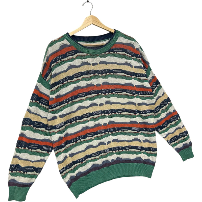 Vintage 3D Textured Patterned Knit Pullover Sweater