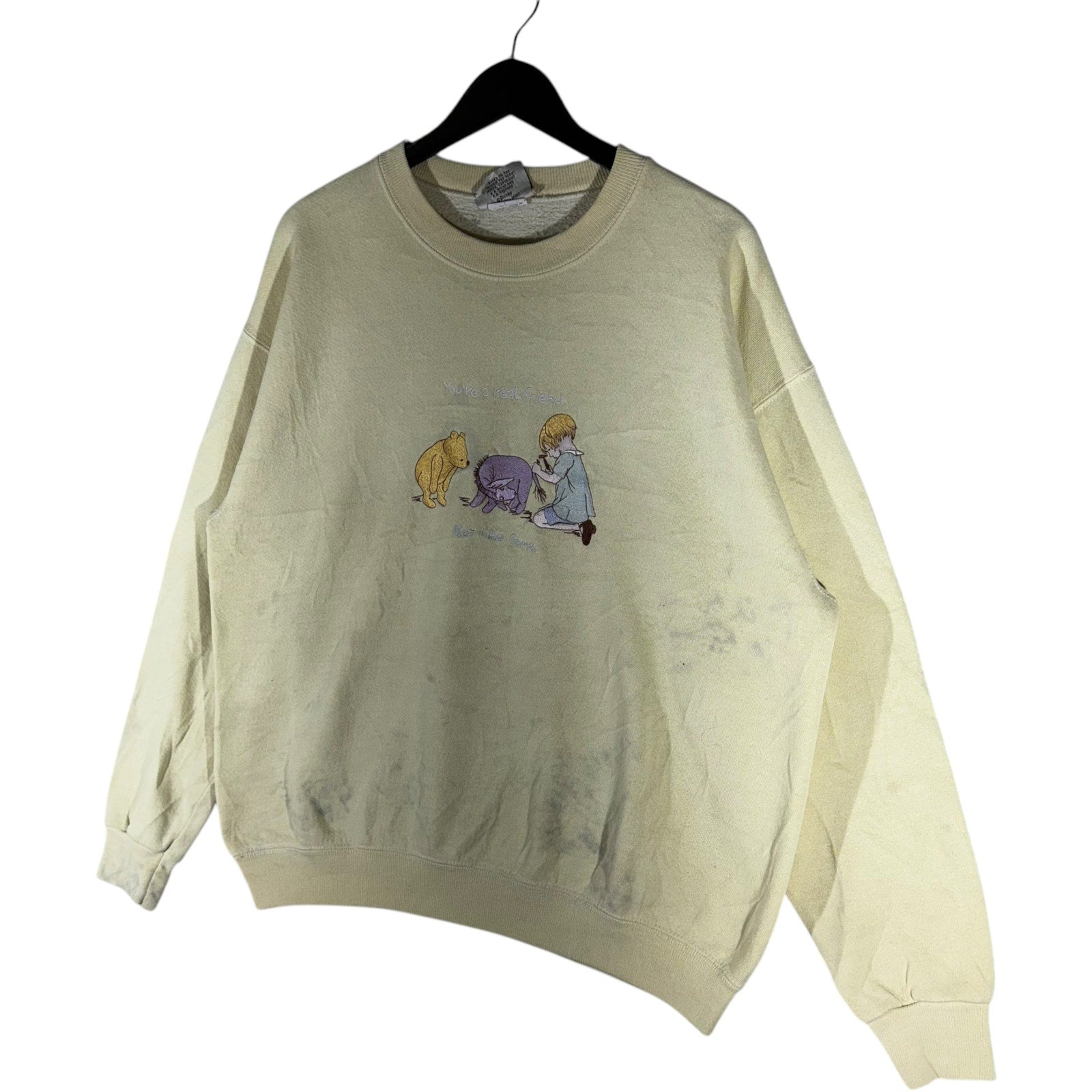 Vintage Disney Winnie The Pooh "Real Friend" Quote Crewneck