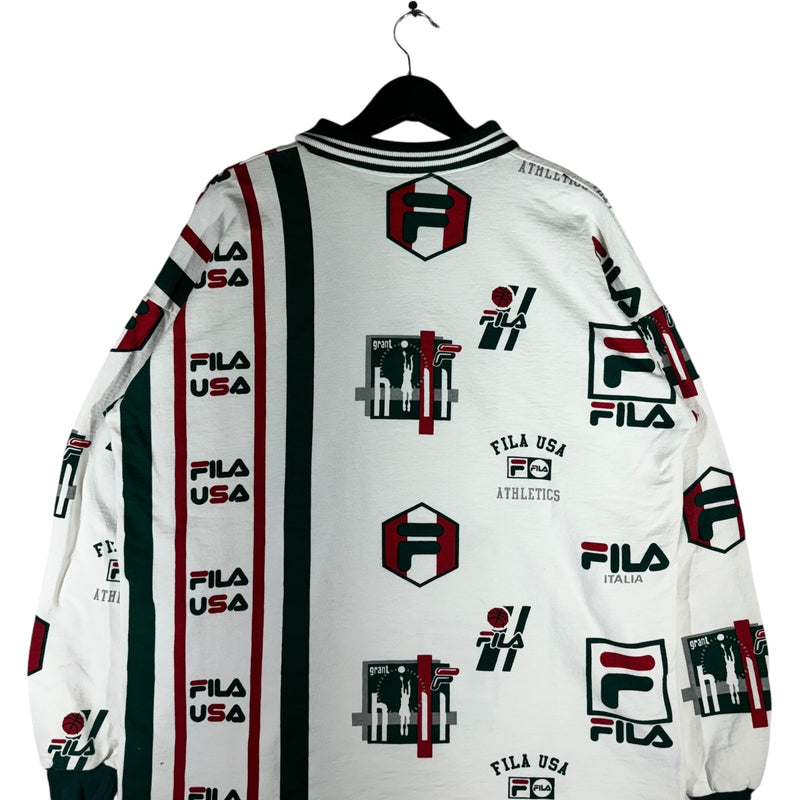 Vintage FILA USA AOP Collared Sweatshirt 90s